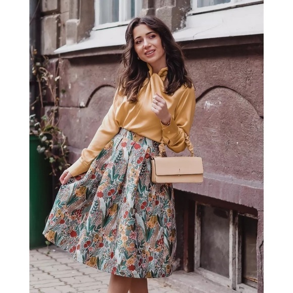 NWT Anthropologie Sunday in Brooklyn Floral Jacquard A-Line Midi Skirt S Petite - Picture 10 of 16